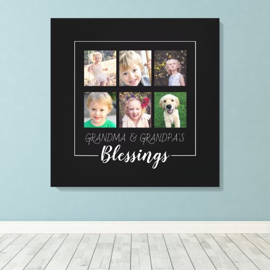 Grootouders Blessings | 6 Kerst foto's Canvas Afdruk (Insitu (Houten vloer))
