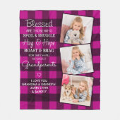 Grootouders Citaat Aangepast 3 Fotoroze rand Fleece Deken (Voorkant)