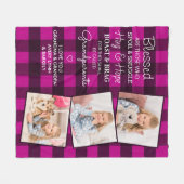 Grootouders Citaat Aangepast 3 Fotoroze rand Fleece Deken (Voorkant (Horizontaal))