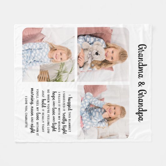 Grootouders Citaat Foto collage Fleece Deken (Voorkant (Horizontaal))