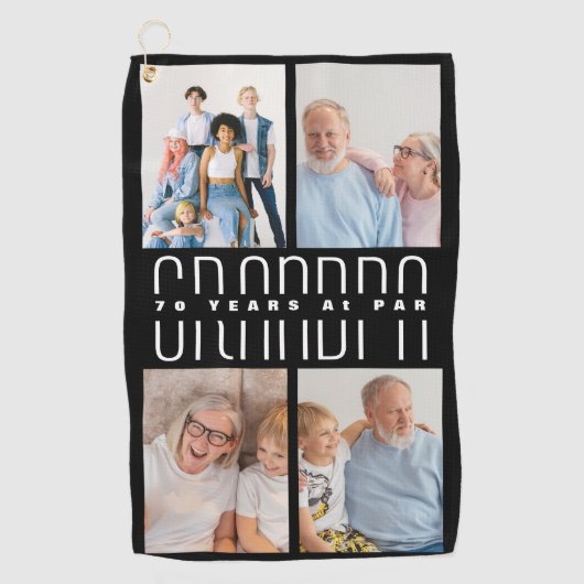 Grootouders dag cadeau voor 70 jaar oud golfhanddoek (Voorkant)