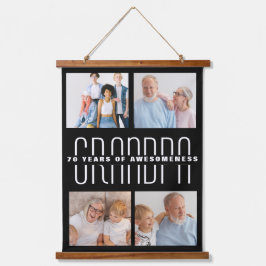 Grootouders dag cadeau voor 70 jaar oud hangend wandkleed