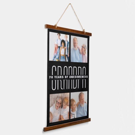 Grootouders dag cadeau voor 70 jaar oud hangend wandkleed (Gebogen)