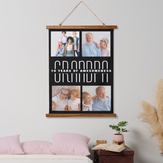 Grootouders dag cadeau voor 70 jaar oud hangend wandkleed (Slaapkamer)