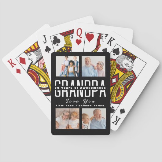 Grootouders dag cadeau voor 70 jaar oud pokerkaarten (Achterkant)