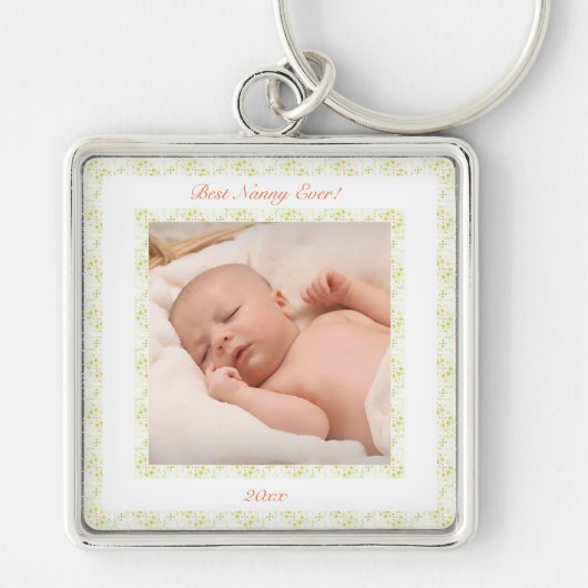 Grootouders Dag Groen Beste Nanny Ooit Foto Gift Sleutelhanger (Voorkant)