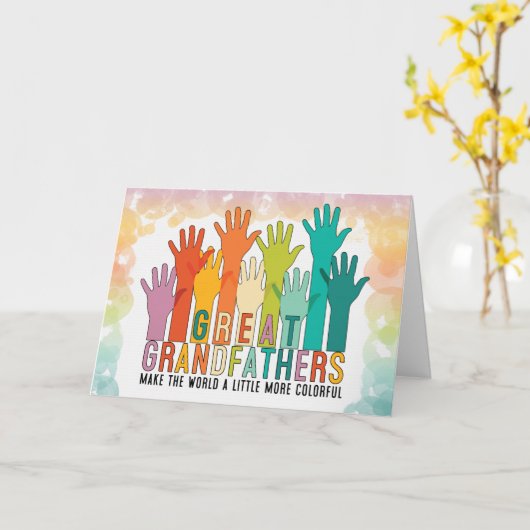 Grootouders Dag Grote grootvader Kleurrijke handen Kaart (Gele Bloem)