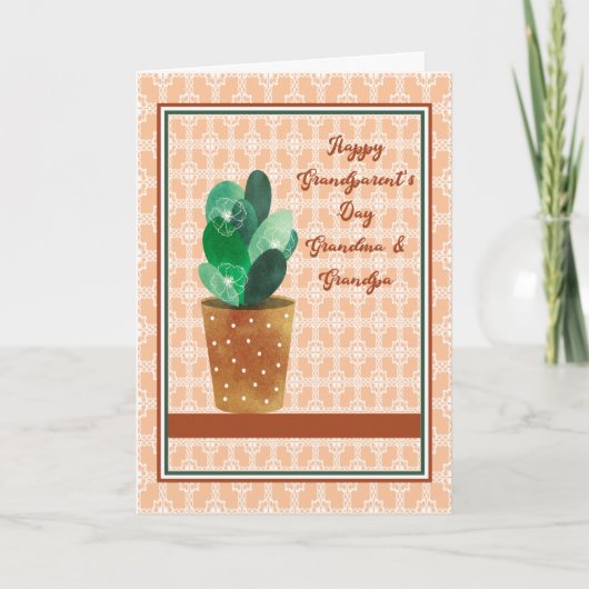 Grootouders Dag Kaart Cactus & Peach Background (Voorkant)