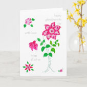 Grootouders Dag Kaart - Roze Bloemen (Gele Bloem)