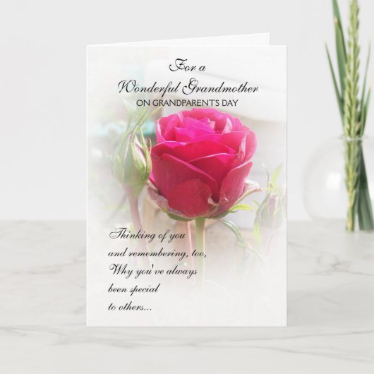 Grootouders Dag Kaart Roze Rosebud (Voorkant)
