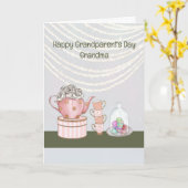 Grootouders Dag Kaart voor oma met Tea Pot (Gele Bloem)