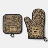 Grootouders Dag Oma GLAM MA Custom Name Ovenwant & Pannenlap Set (Voorkant)