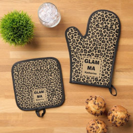 Grootouders Dag Oma GLAM MA Custom Name Ovenwant & Pannenlap Set