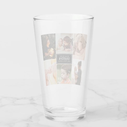 Grootouders Dag Opa Black 3 Foto Collage Glas (Achterkant)