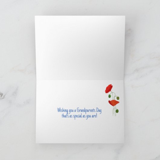 Grootouders Dag Over de Miles met Rode Klaprozen Kaart (Binnen)