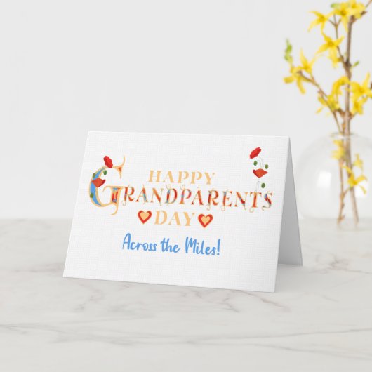 Grootouders Dag Over de Miles met Rode Klaprozen Kaart (Gele Bloem)