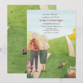 Grootouders Dag Waterverf Uitnodiging (Voorkant / Achterkant)