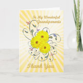 Grootouders, Dank je kaart met gele bloemen (Voorkant)