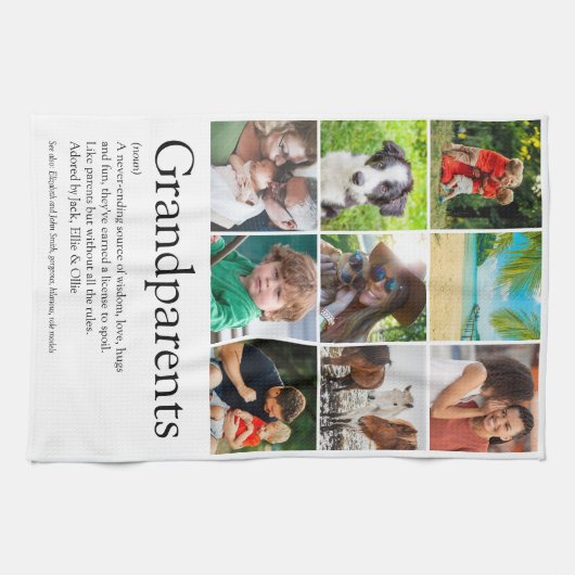 Grootouders Definitie 9 Foto collage Theedoek (Horizontaal)