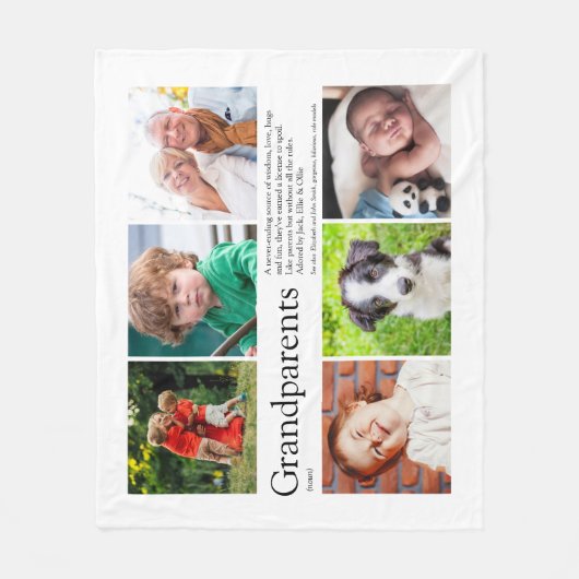 Grootouders Definitie Foto Collage Fleece Deken (Voorkant)
