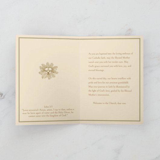 Grootouders Doop voor Baby Gezegende Maria Kaart (Binnen)