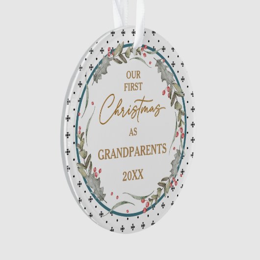 Grootouders eerste kerst acryl cirkel ornament (voorkant)
