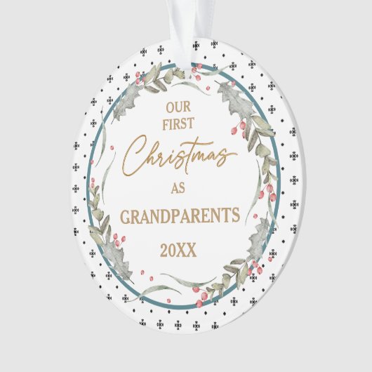 Grootouders eerste kerst acryl cirkel ornament (voorkant)