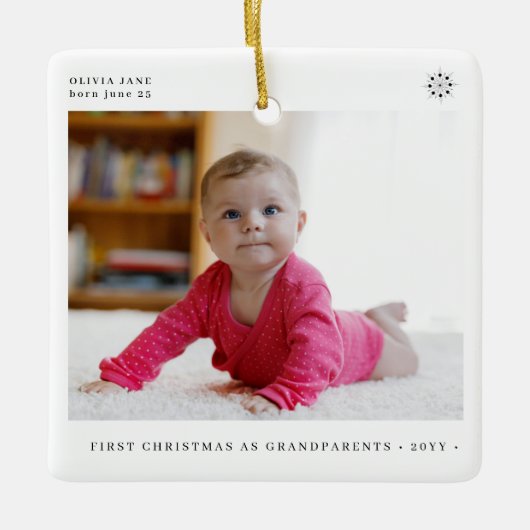 Grootouders eerste kerst baby foto keramisch ornament (Voorkant)