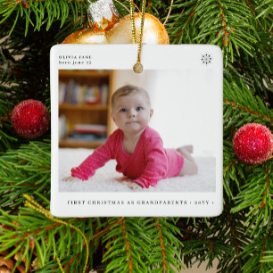 Grootouders eerste kerst baby foto keramisch ornament