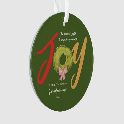 Grootouders Eerste Kerst Keepsake Memento Joy Ornament (voorkant)
