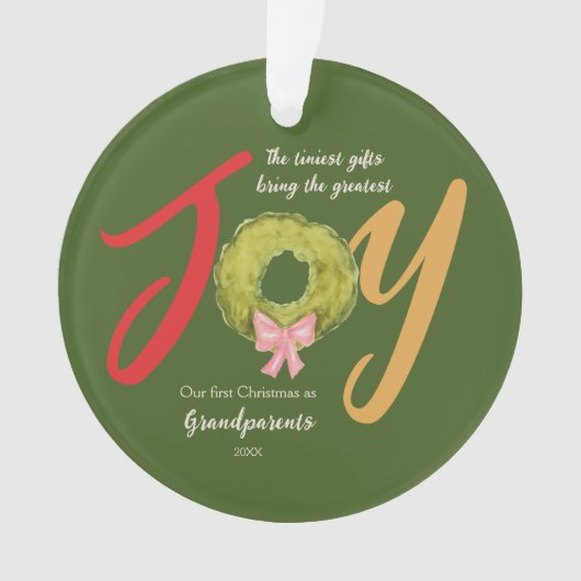 Grootouders Eerste Kerst Keepsake Memento Joy Ornament (voorkant)