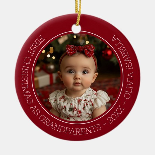 Grootouders Eerste Kerst Kleinkind Baby Foto Keramisch Ornament (Voorkant)