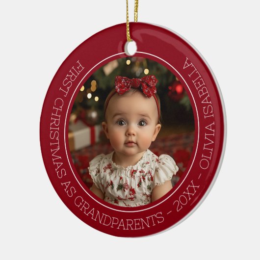 Grootouders Eerste Kerst Kleinkind Baby Foto Keramisch Ornament (Links)