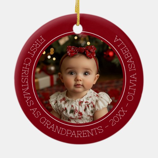 Grootouders Eerste Kerst Kleinkind Baby Foto Keramisch Ornament (Achterkant)