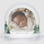 Grootouders Eerste Kerst Rustieke Bomen 2 Foto's Sneeuwbol (Achterkant)