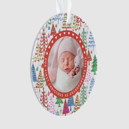 Grootouders Eerste kerstbomen Foto White Ornament (voorkant)