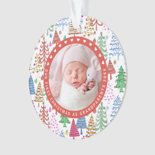 Grootouders Eerste kerstbomen Foto White Ornament (voorkant)