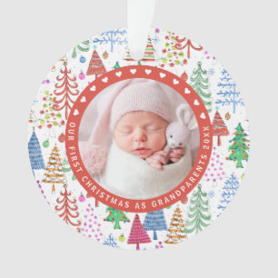 Grootouders Eerste kerstbomen Foto wit Ornament