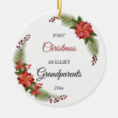 Grootouders Eerste Kerstfeest Baby Foto Keramisch Ornament (Voorkant)