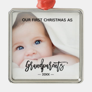 Grootouders Eerste Kerstfeest Baby Foto Metalen Ornament