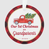 Grootouders Eerste Kerstfeest Ruck Red Pset Foto Ornament (voorkant)