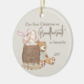 Grootouders Eerste Kerstfoto en Teddy Bear Keramisch Ornament (Links)