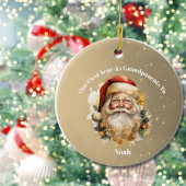 Grootouders Eerste Kerstfoto Gouden Kerstman Keramisch Ornament