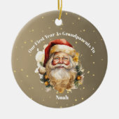 Grootouders Eerste Kerstfoto Gouden Kerstman Keramisch Ornament (Voorkant)
