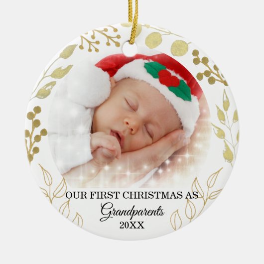 Grootouders eerste kerstfoto keramisch ornament (Voorkant)