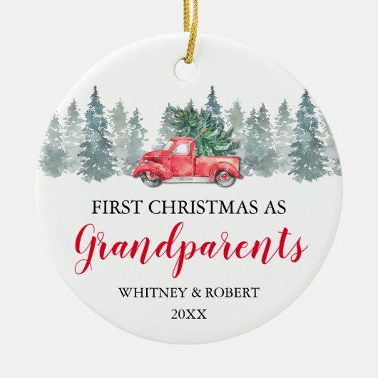 Grootouders eerste kerstfoto keramisch ornament (Voorkant)