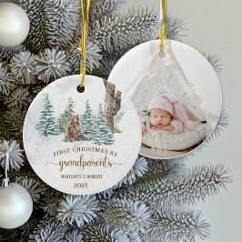 Grootouders eerste kerstfoto keramisch ornament
