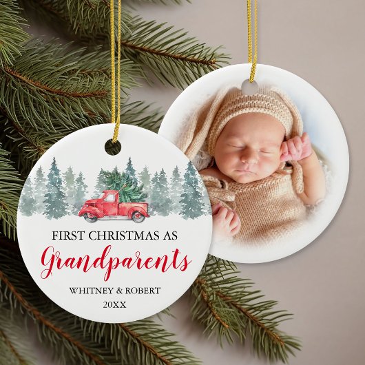 Grootouders eerste kerstfoto keramisch ornament