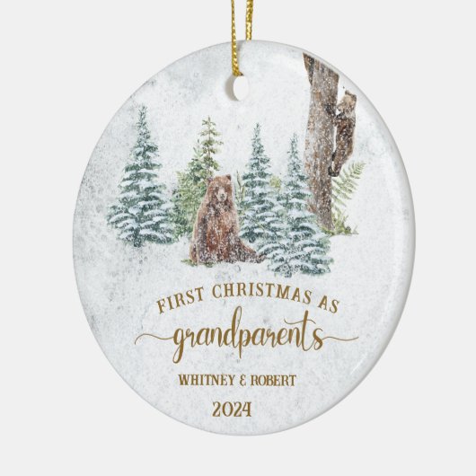 Grootouders eerste kerstfoto keramisch ornament (Links)