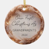 Grootouders Eerste Kerstfoto  Lights Keramisch Ornament (Voorkant)